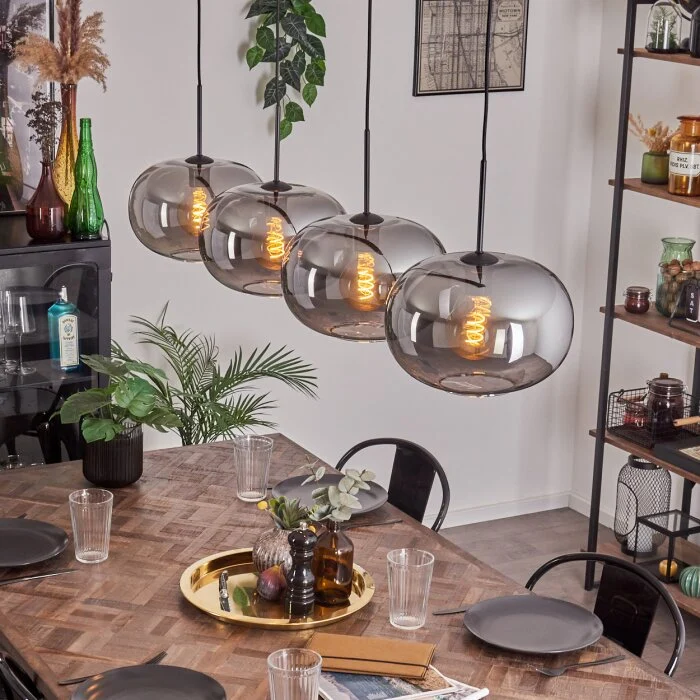 Apedo Lámpara Colgante - Cristal 30 cm Ahumado, 4 luces