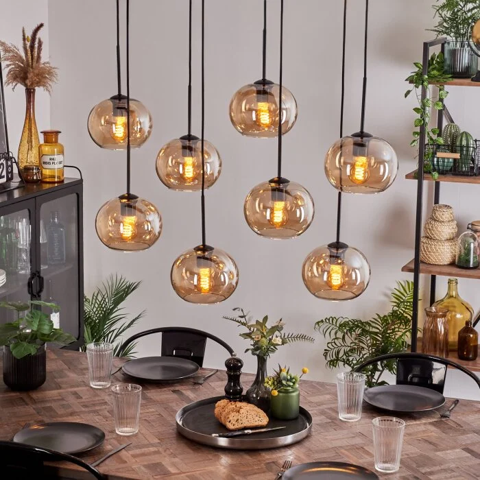 Apedo Lámpara Colgante - Cristal Colores ámbar, 8 luces