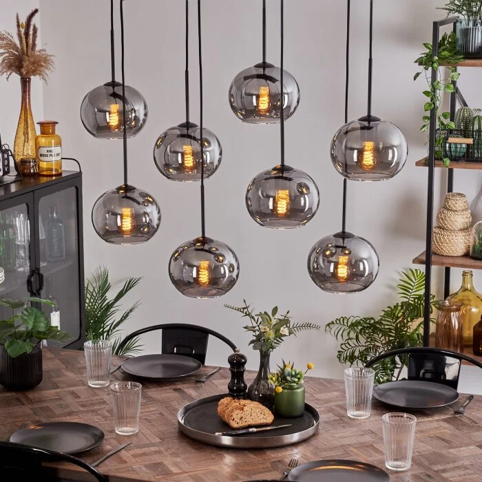 Apedo Lámpara Colgante - Cristal Ahumado, 8 luces