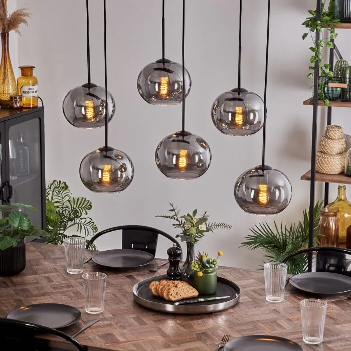 Apedo Lámpara Colgante - Cristal Ahumado, 6 luces