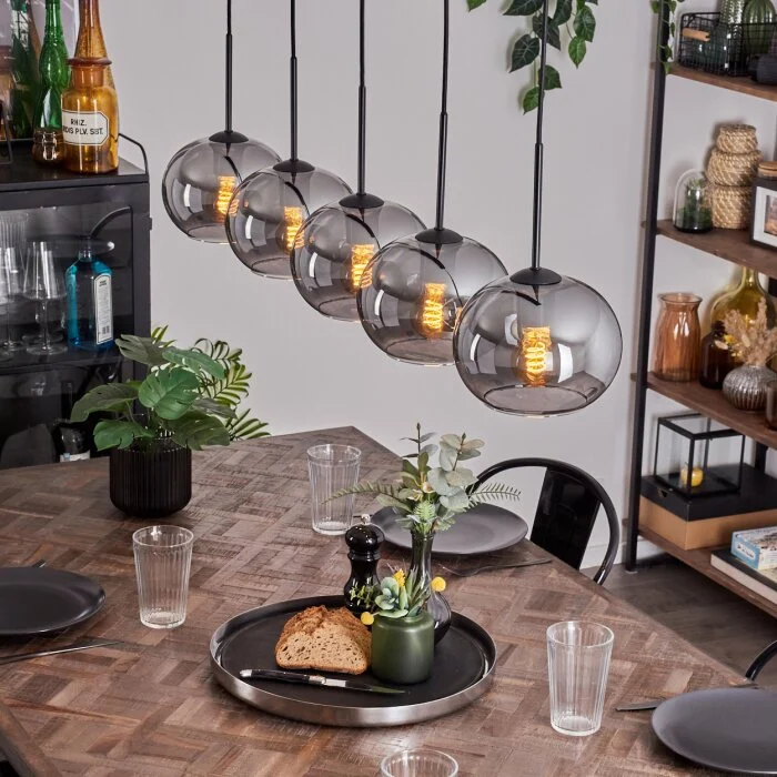 Apedo Lámpara Colgante - Cristal Ahumado, 5 luces