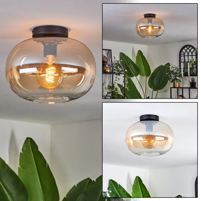 Apedo Lámpara de Techo - Cristal 30 cm Colores ámbar, Transparente, 1 luz