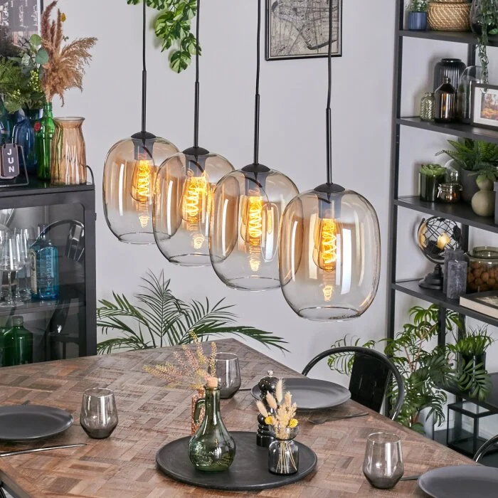 Apedo Lámparas suspendidas, Lámparas colgantes Colores ámbar, Transparente, 4 luces