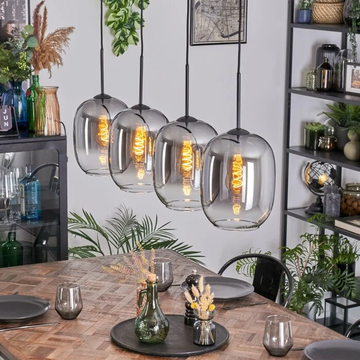 Apedo Lámparas suspendidas, Lámparas colgantes Transparente, Ahumado, 4 luces