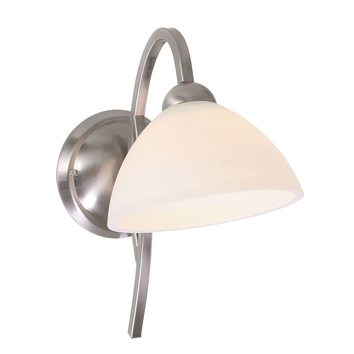 Aplique de pared redonda de acero con pantalla de vidrio opalino Steinhauer Capri