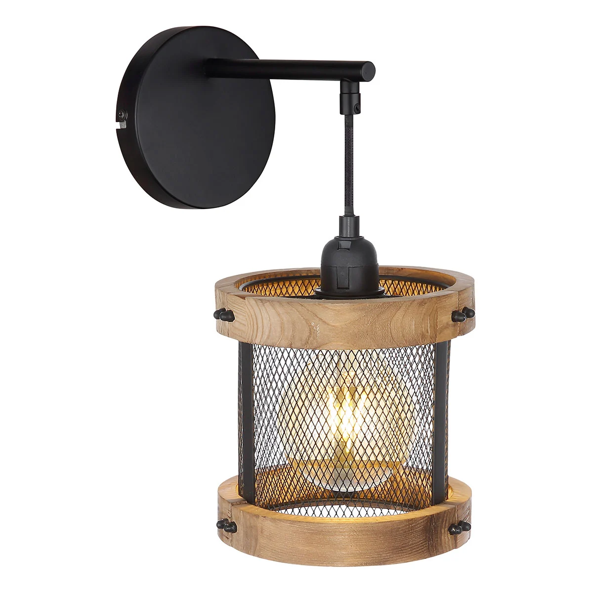 Aplique de pared rural negro de metal Globo Jeanie