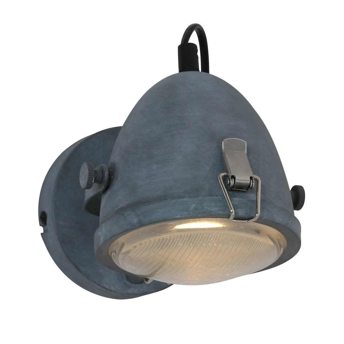 Foco de metal y vidrio gris industrial Mexlite Paco