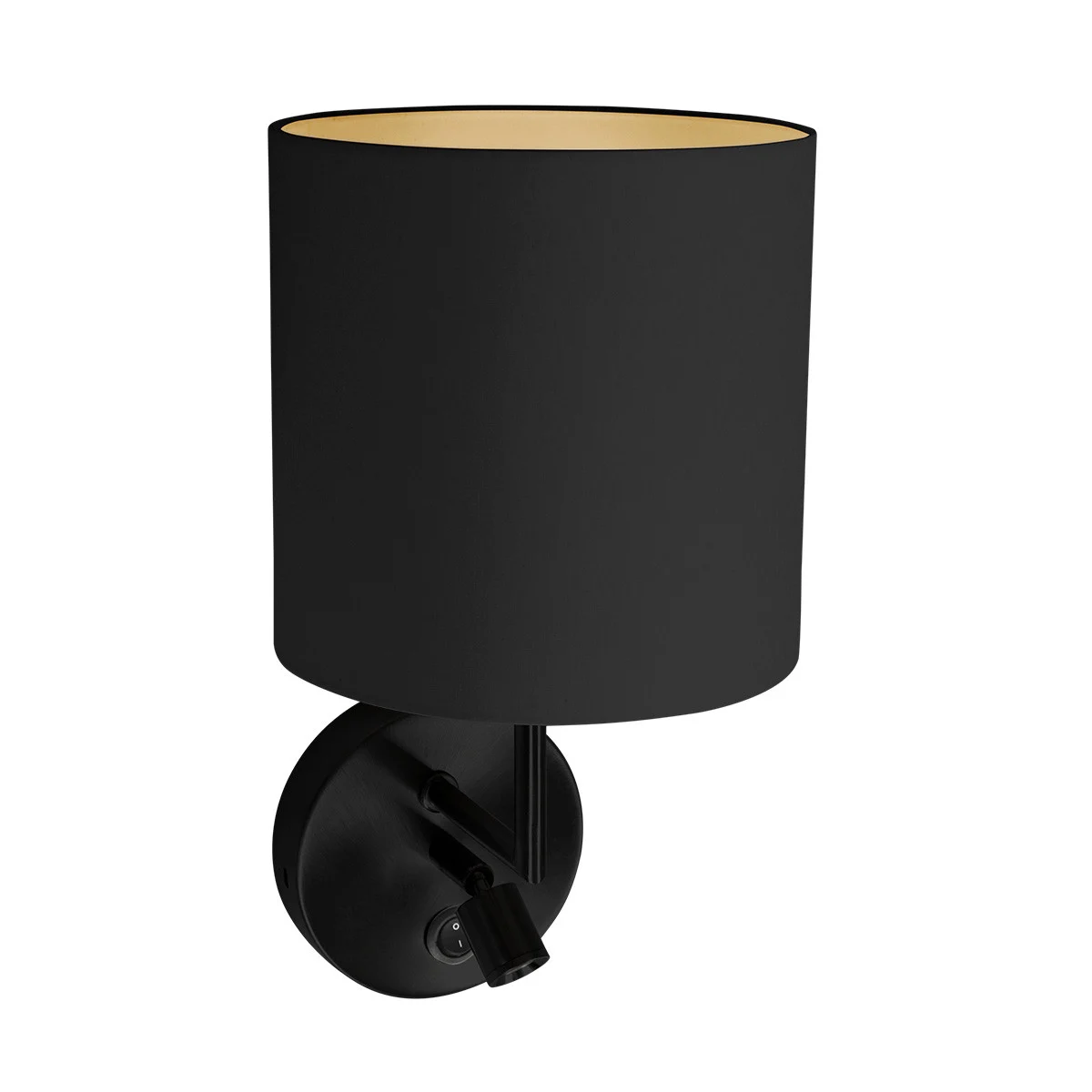 Aplique y lámpara redonda de pared para el dormitorio en negro Mexlite Noor dorado y negro
