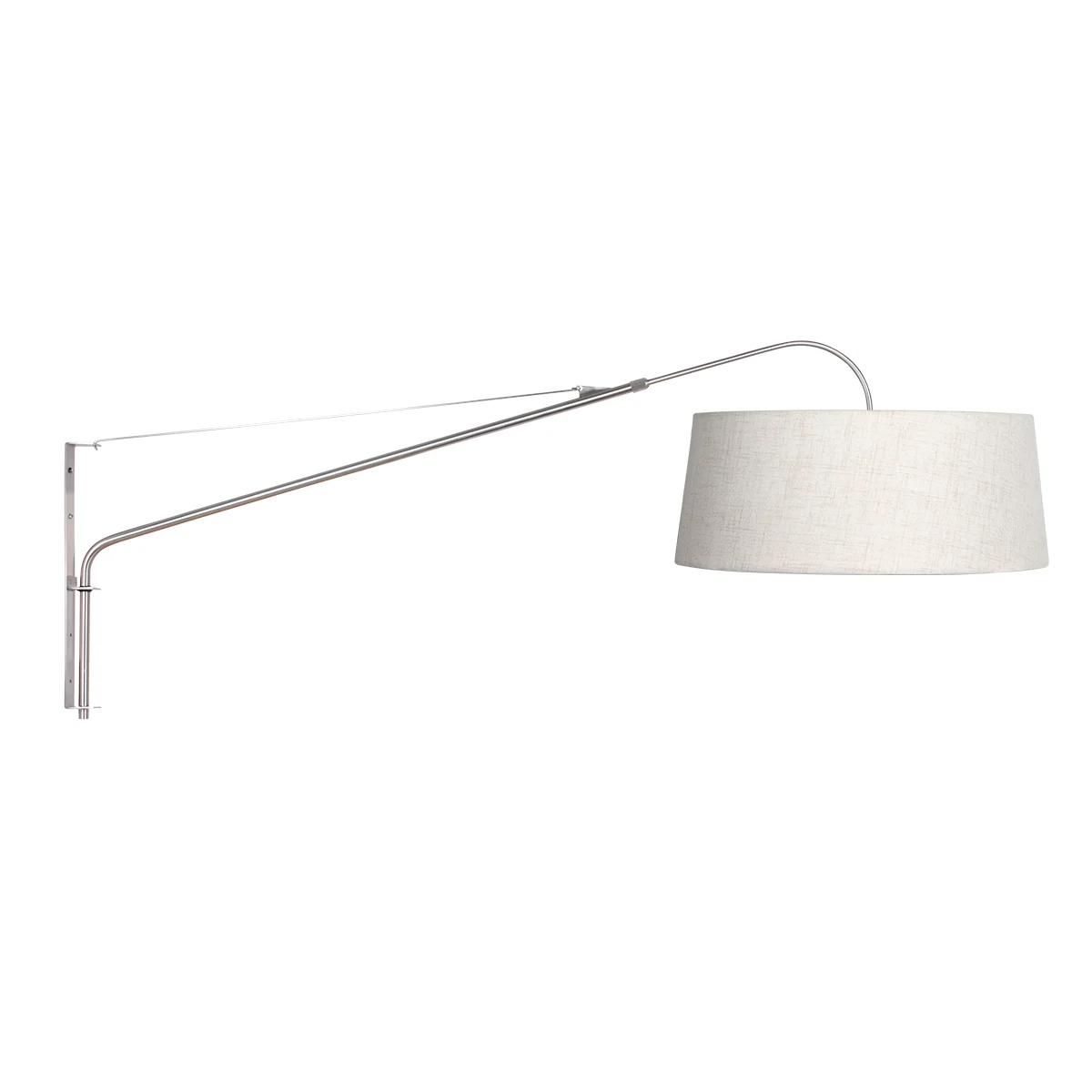 Apliqué de pared color acero con brazo ajustable y pantalla color crema Steinhauer Elegant Classy