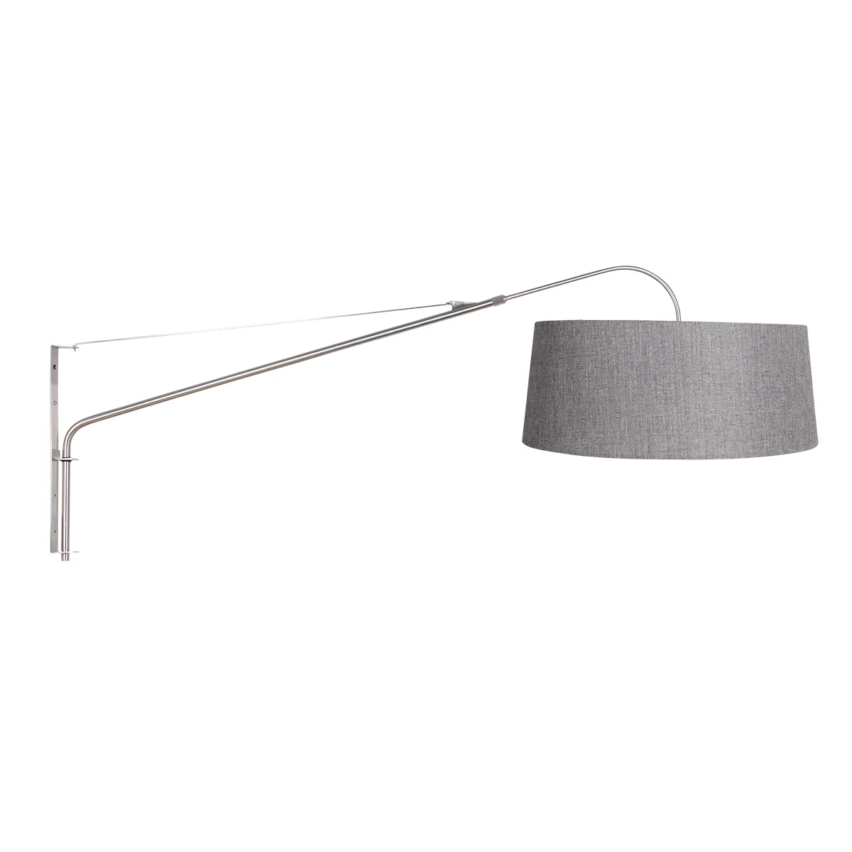 Apliqué de pared color acero con pantalla de lino gris Steinhauer Elegant Classy