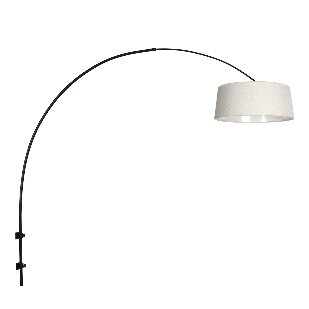 Apliqué de pared de arco negro con pantalla de lino color crema Steinhauer Sparkled Light