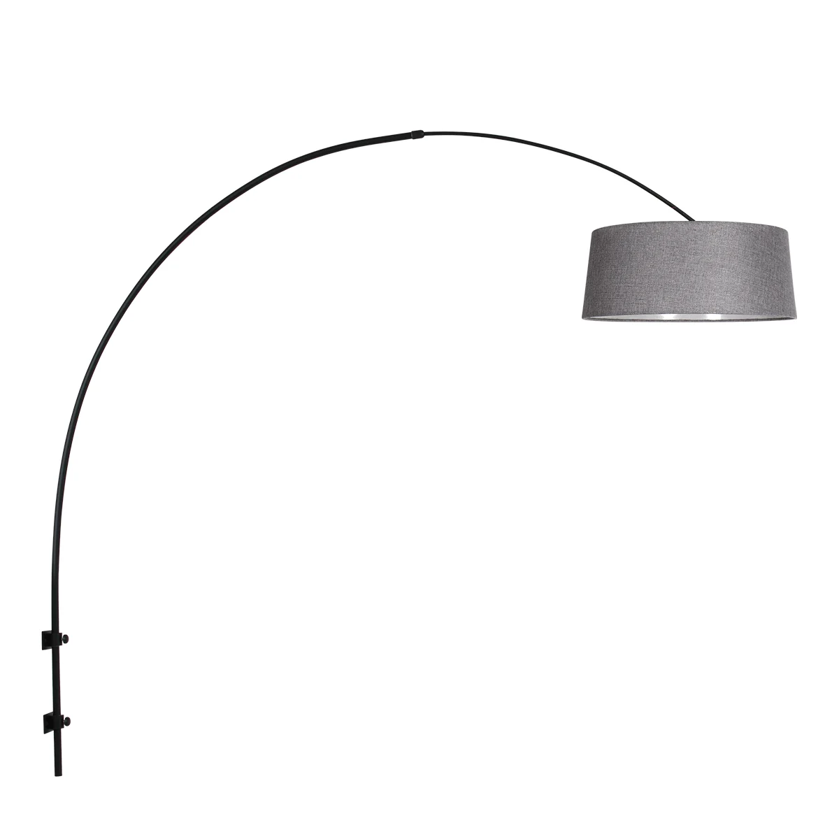 Apliqué de pared de arco negro con pantalla gris suave Steinhauer Sparkled Light