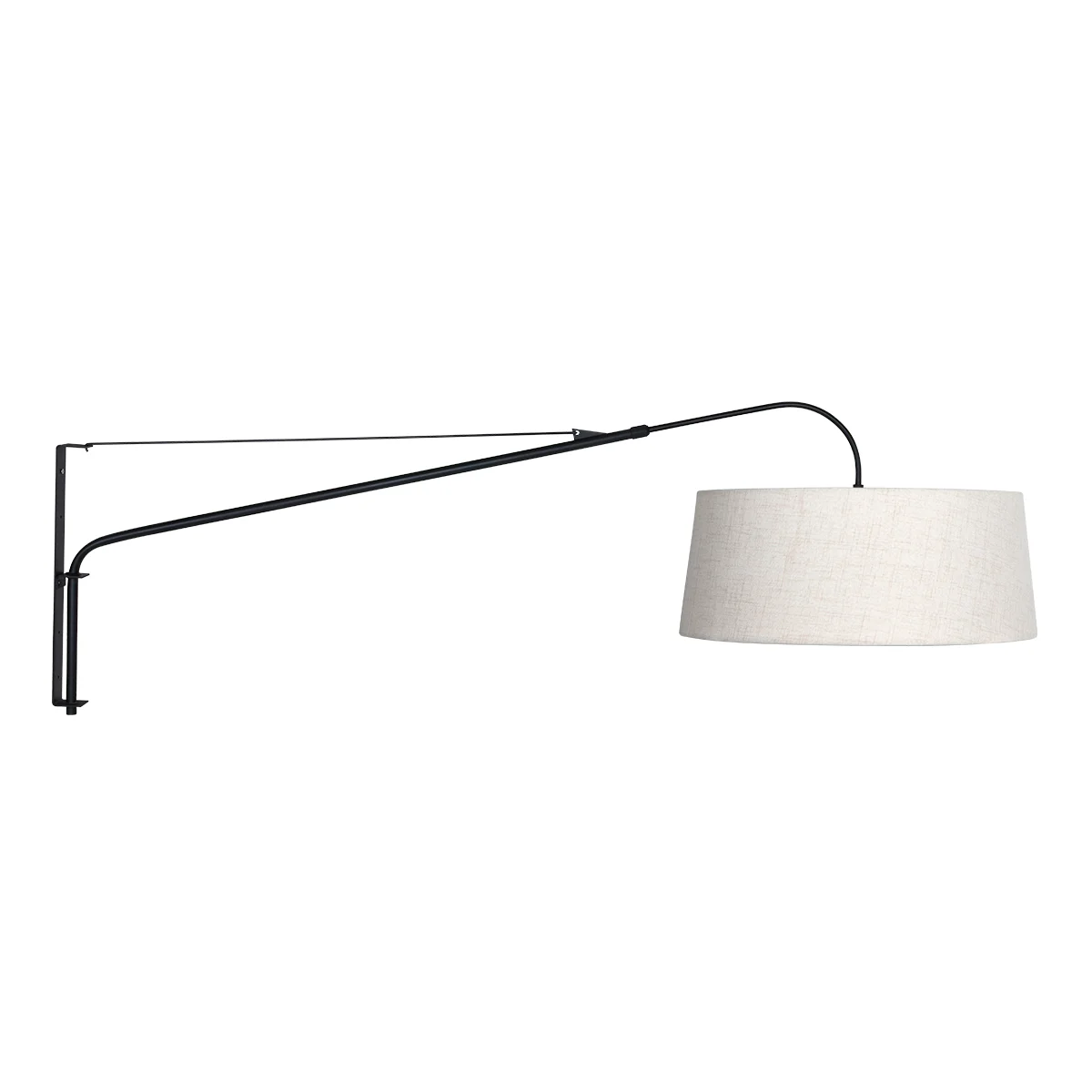 Apliqué de pared negro con brazo extensible y pantalla color crema Steinhauer Elegant Classy