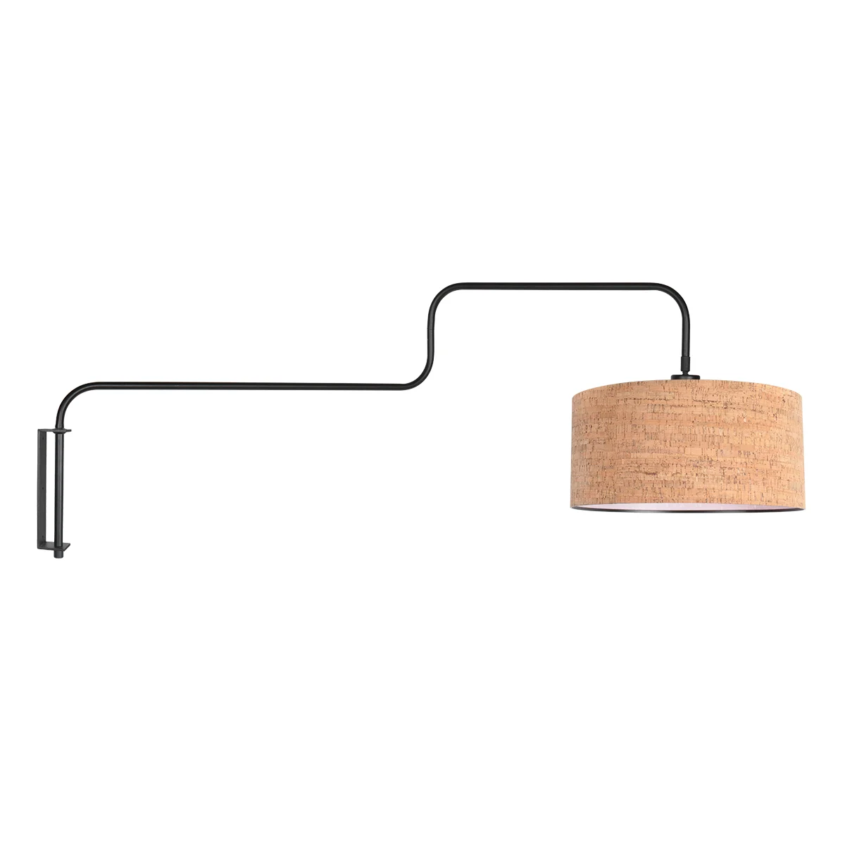 Apliqué de pared negro con pantalla de corcho y brazo giratorio Steinhauer Bloeba
