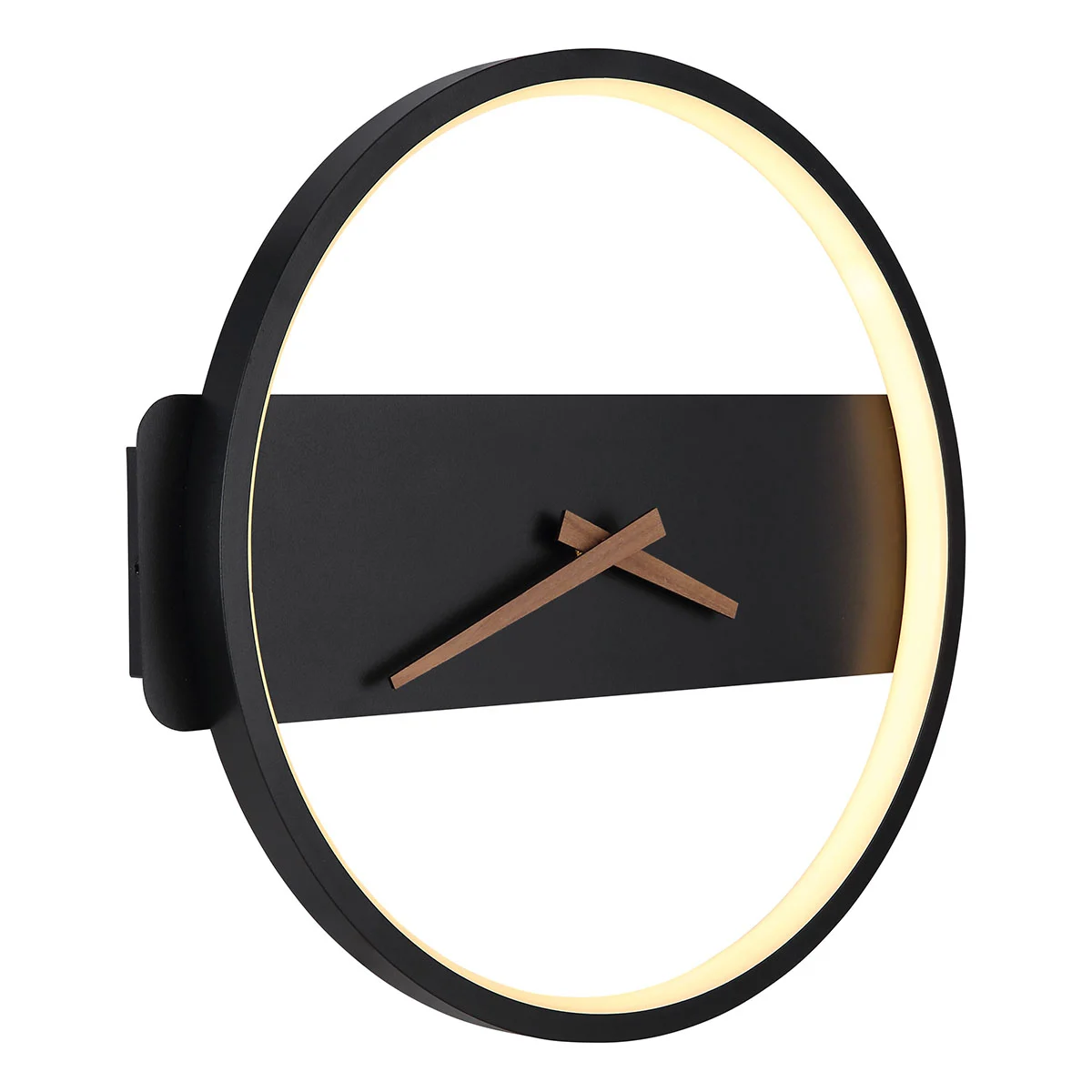 Aplique/reloj de pared en forma de anillo negro/marrón Globo Sussy
