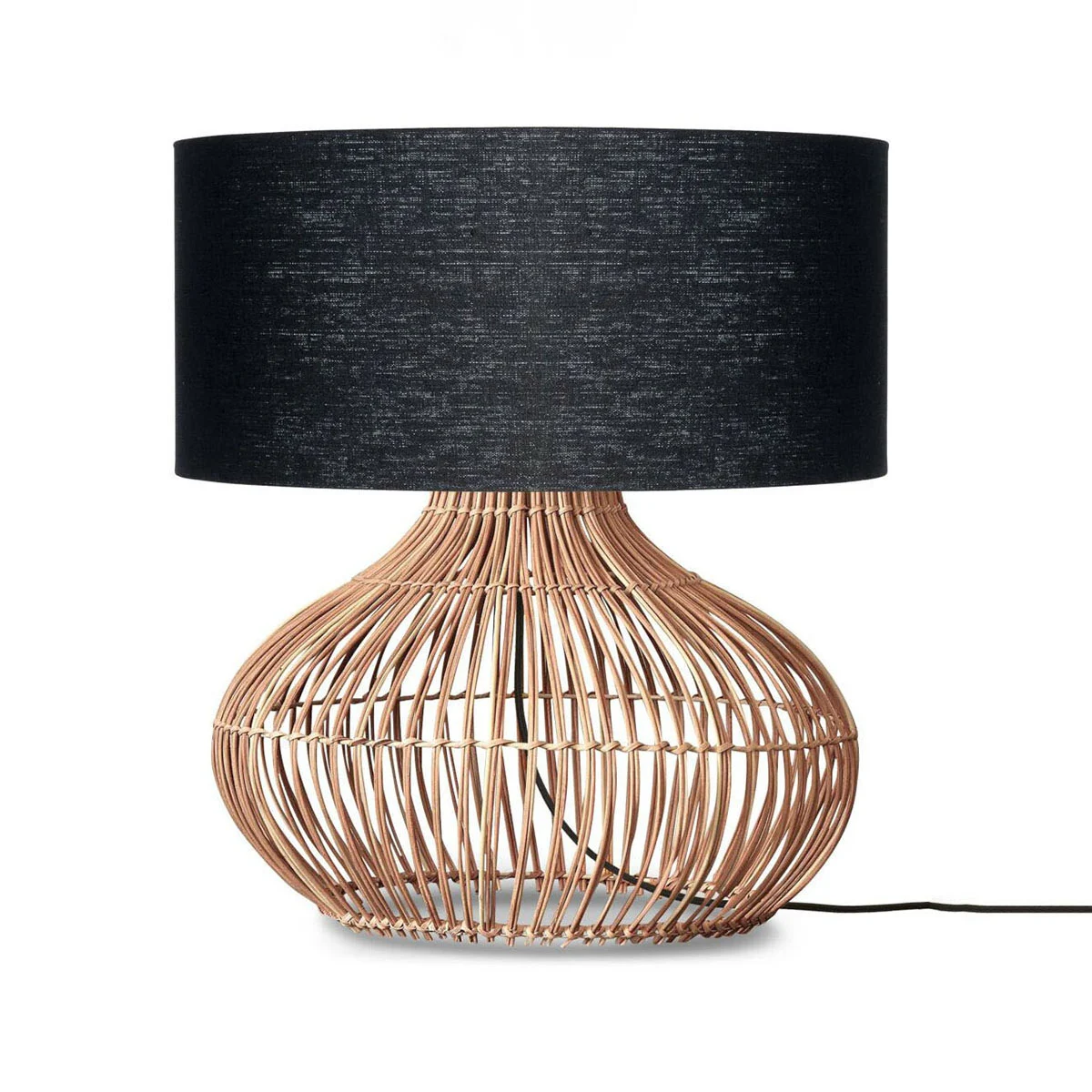 lámpara de mesa ratán/lino negro L GOOD & MOJO Kalahari