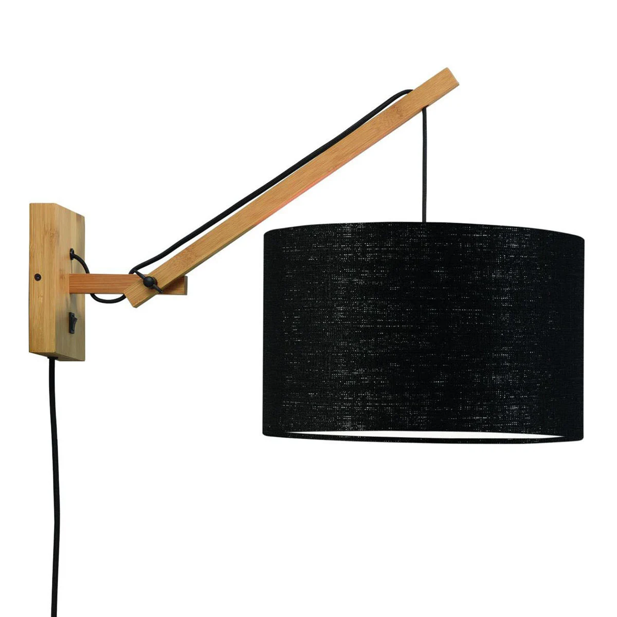 Lámpara de pared negra articulación simple natural GOOD & MOJO Andes