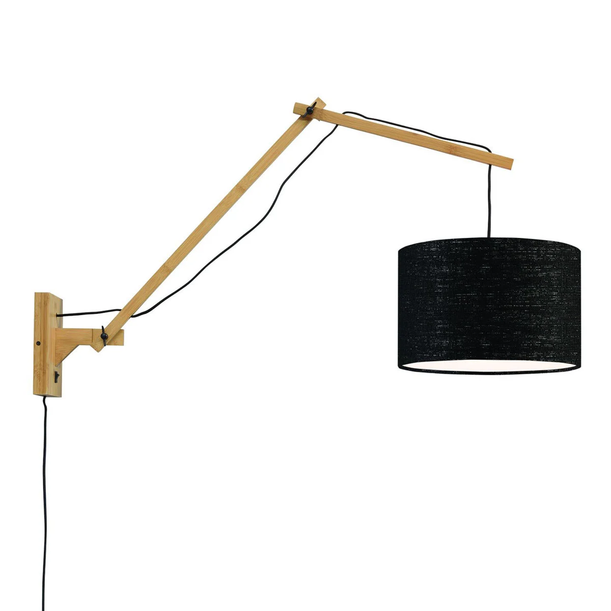 Lámpara de pared negra doble articulación natural GOOD & MOJO Andes