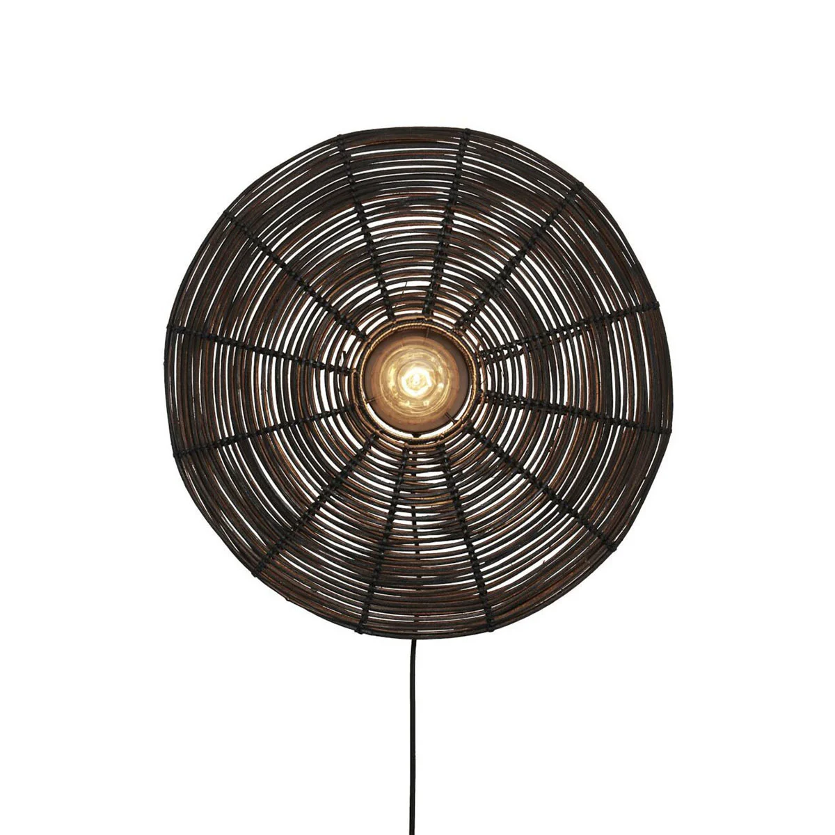 Lámpara de pared bohemia de ratán y metal negro GOOD & MOJO Tanami