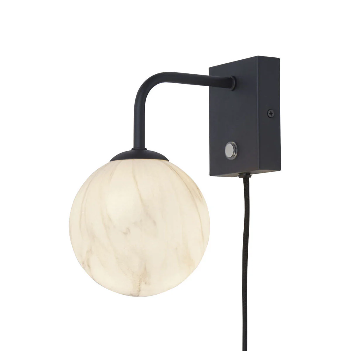 Lámpara de pared curvada negra con bola decorativa It’s About RoMi Carrara