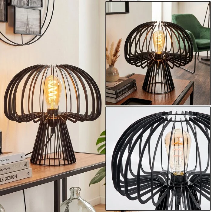 Berne Lámpara de mesa Negro, 1 luz