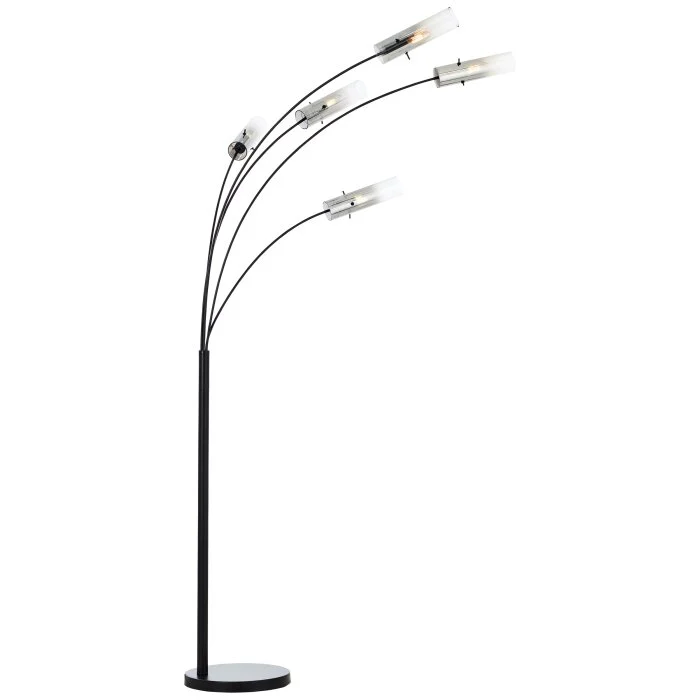 Brilliant Glasini Lámpara de Pie Negro, 5 luces