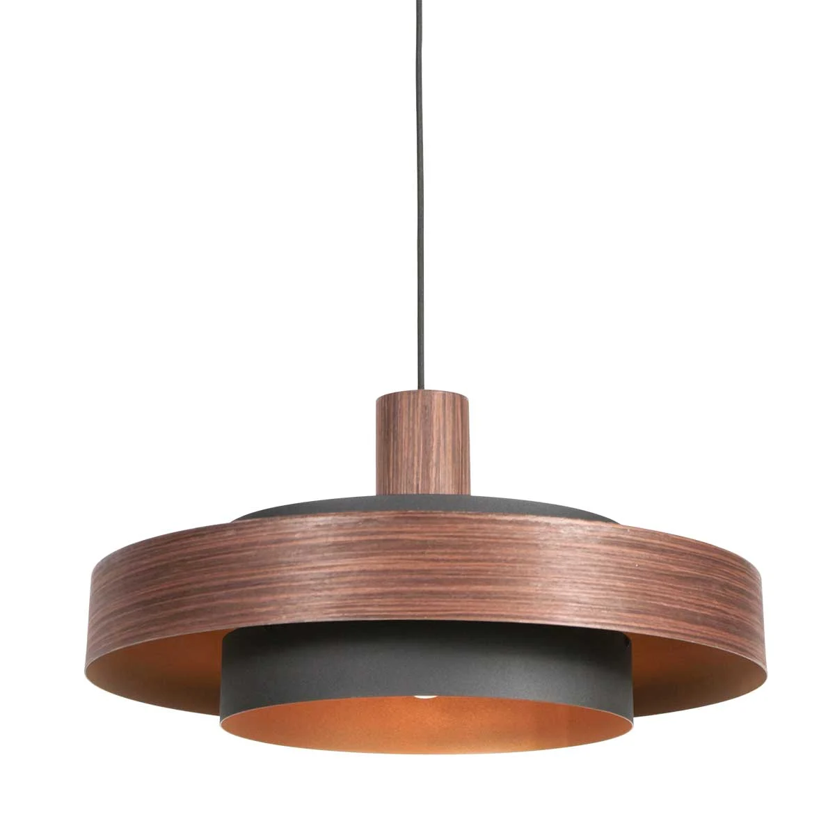 Lámpara colgante retro redonda de madera Anne Lighting Flinter