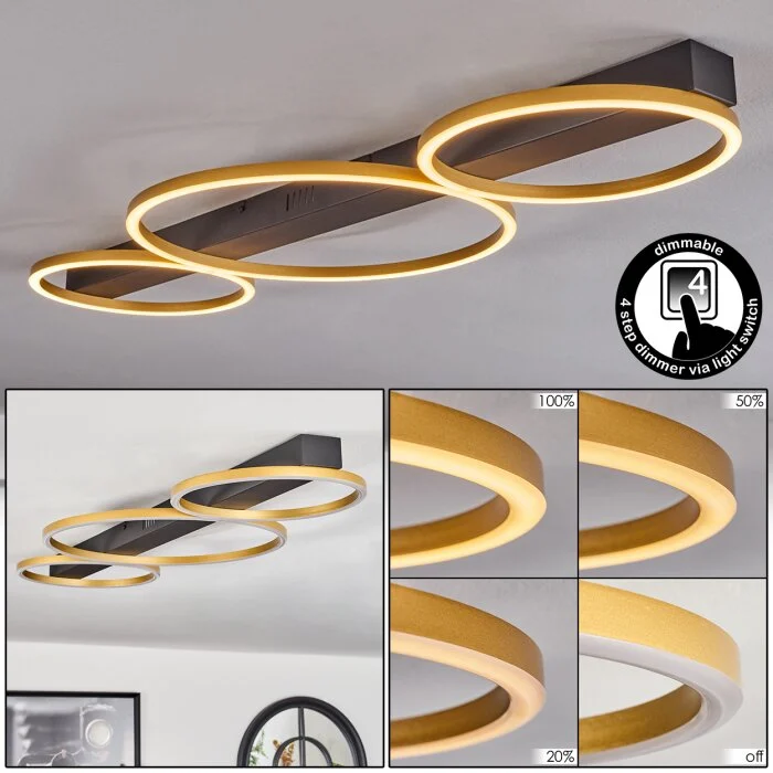Cajean Lámpara de Techo LED Negro, 3 luces