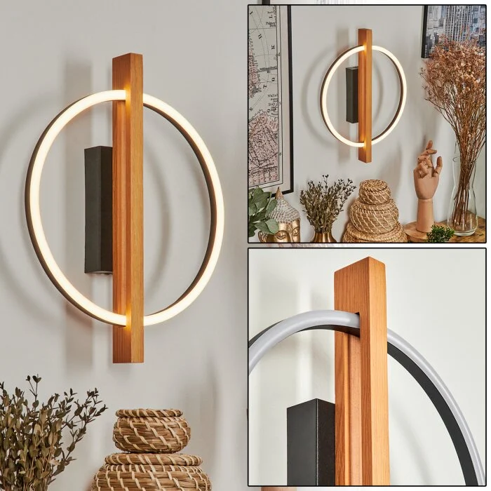 Carcano Aplique LED Crudo, Negro, 1 luz