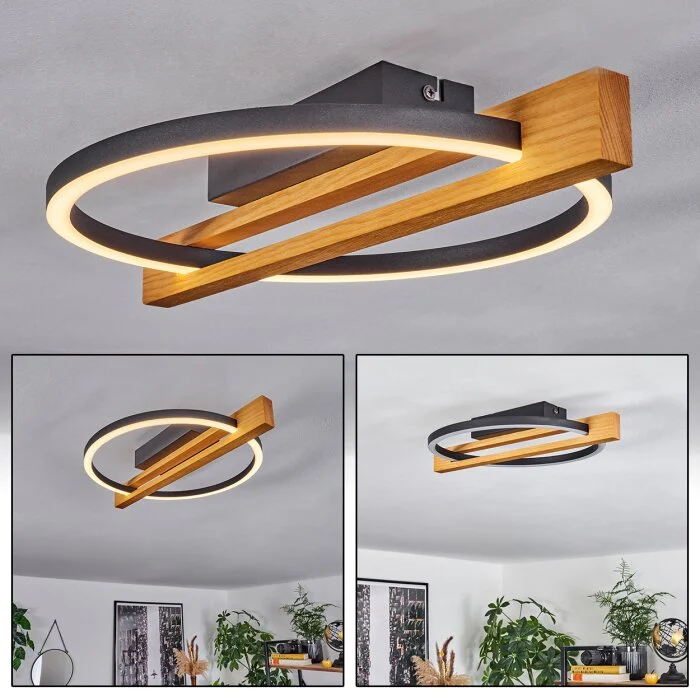 Carcano Lámpara de Techo LED Crudo, Negro, 1 luz