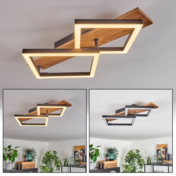 Cascada Lámpara de Techo Marrón, Color madera, Negro, 1 luz
