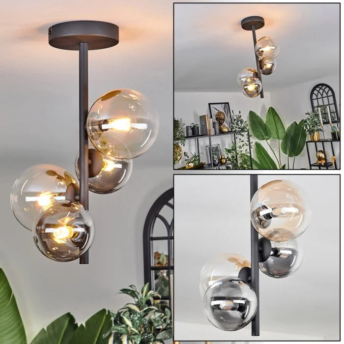 Chehalis Lámpara de Techo - Cristal 10 cm, 12 cm Colores ámbar, Transparente, Ahumado, 4 luces