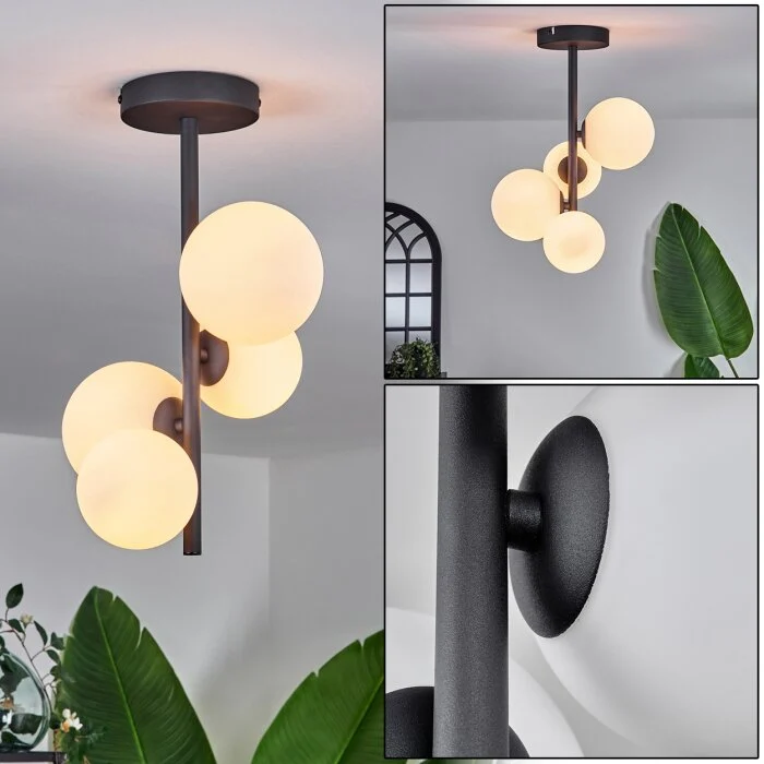 Chehalis Lámpara de Techo - Cristal 10 cm, 12 cm Blanca, 4 luces