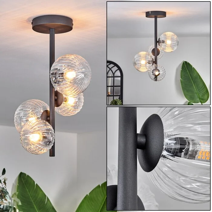 Chehalis Lámpara de Techo - Cristal 10 cm, 12 cm Transparente, 4 luces