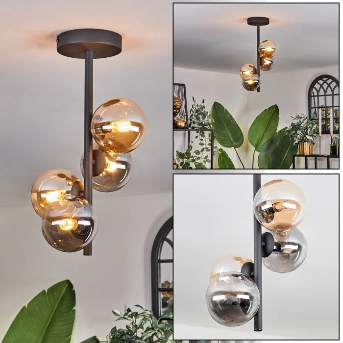 Chehalis Lámpara de Techo - Cristal 10 cm Colores ámbar, Ahumado, 4 luces