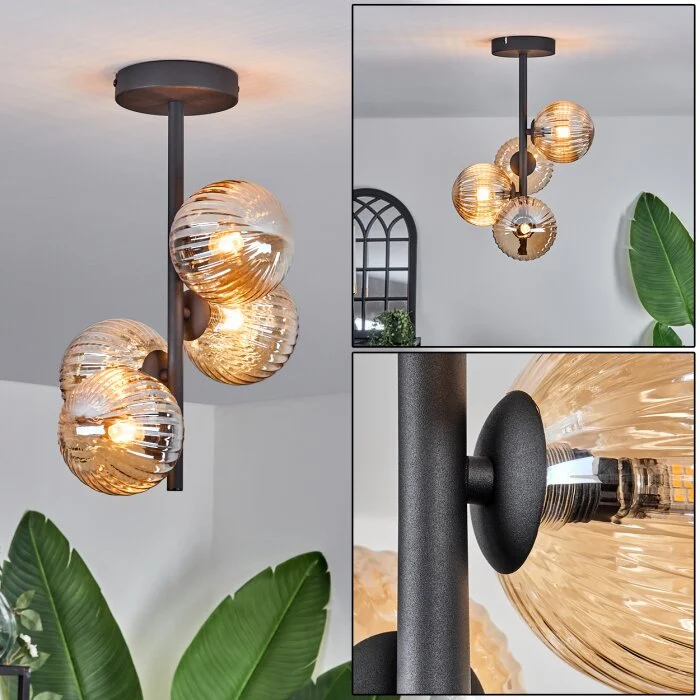 Chehalis Lámpara de Techo - Cristal 12 cm Colores ámbar, 4 luces