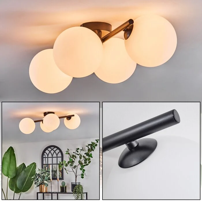 Chehalis Lámpara de Techo - Cristal 15 cm Blanca, 4 luces