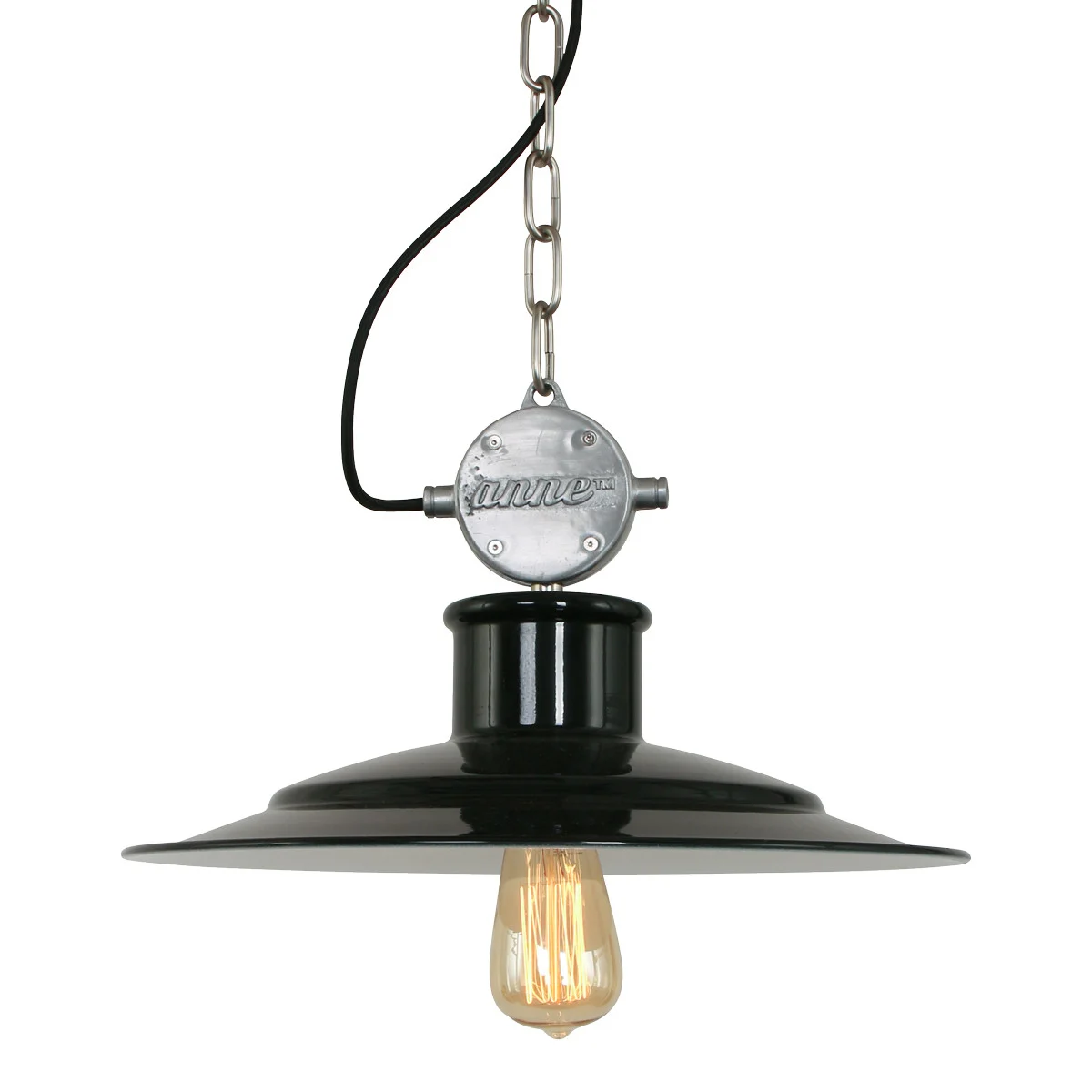 Lámpara colgante industrial de metal negro Anne Light & Home Millstone