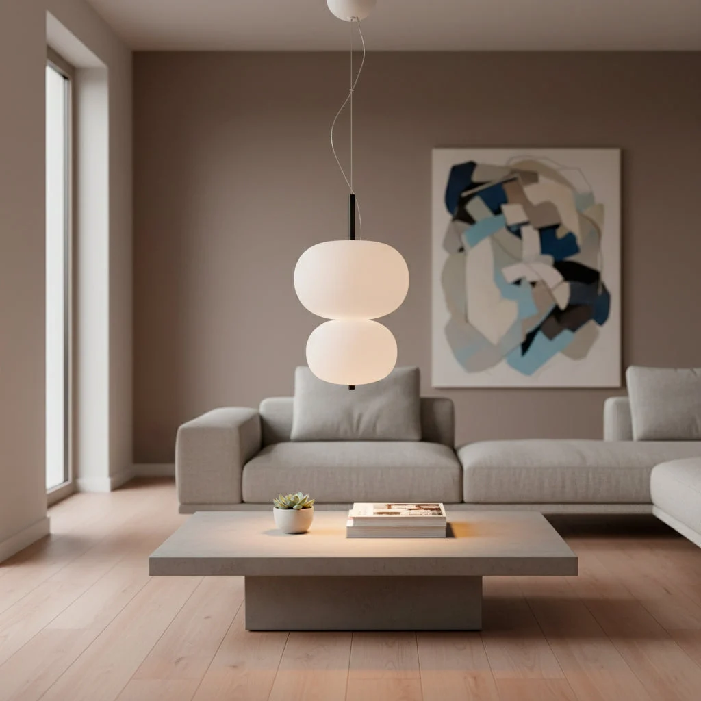 Lámpara de techo colgante bolas LedsC4 Ilargi Doble Lamp LED madera oscura 2700K 00-6013-92-F9