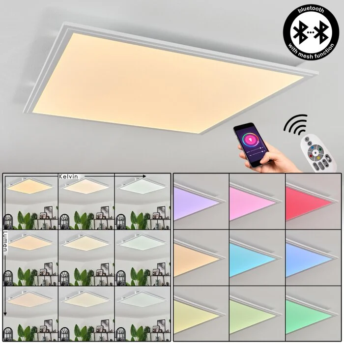Crum Lámpara de Techo LED Blanca, 1 luz, Mando a distancia