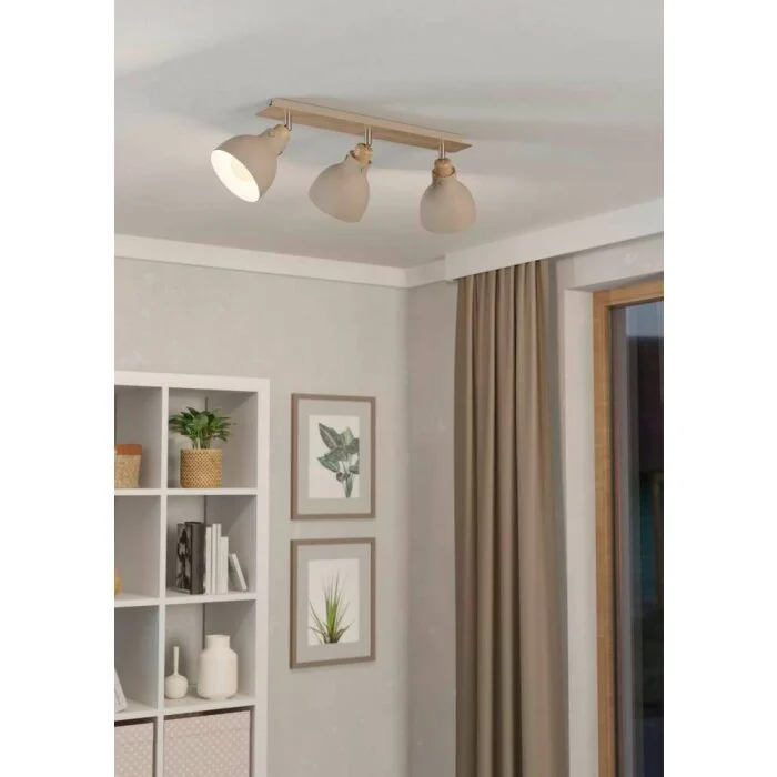 Eglo ARRECIFE Lámpara de Techo Color madera, Níquel-mate, 3 luces