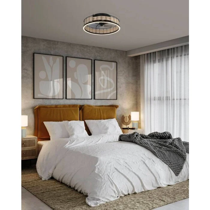 Eglo FRANA Ventilador de techo LED Negro, 1 luz, Mando a distancia