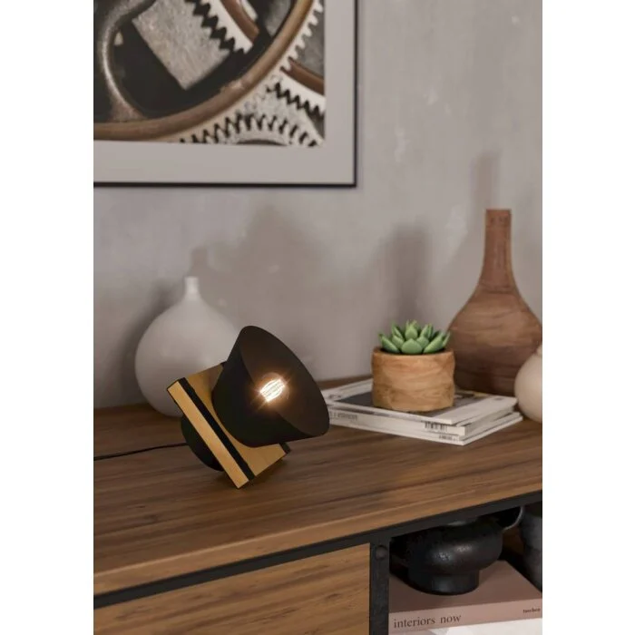 Eglo MACCLES Lámpara de mesa Crudo, Negro, 1 luz