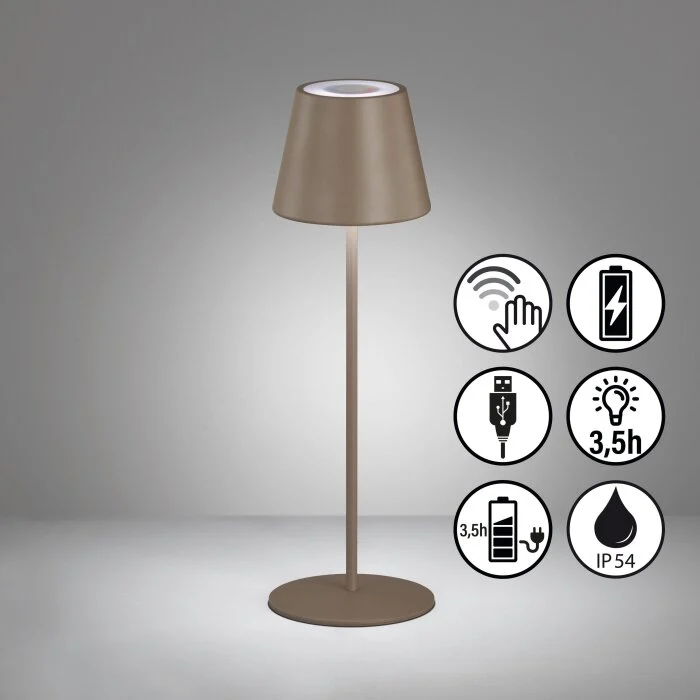 FHL easy Cosenza Lámpara de mesa LED Marrón, Gris, 1 luz, Cambia de color