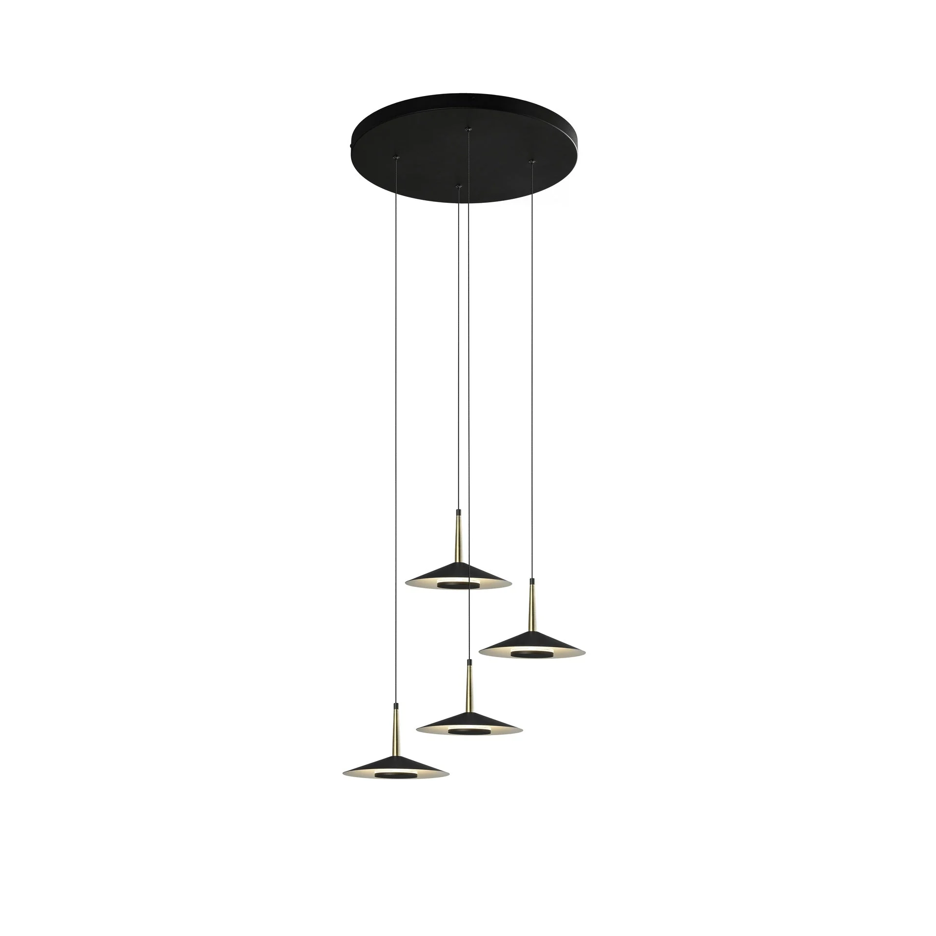 Mantra Orion Lámpara de techo colgante 4 luces negro y dorado 7476