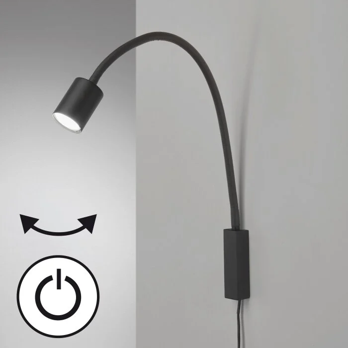 Fischer & Honsel Justi Aplique LED Negro, 1 luz