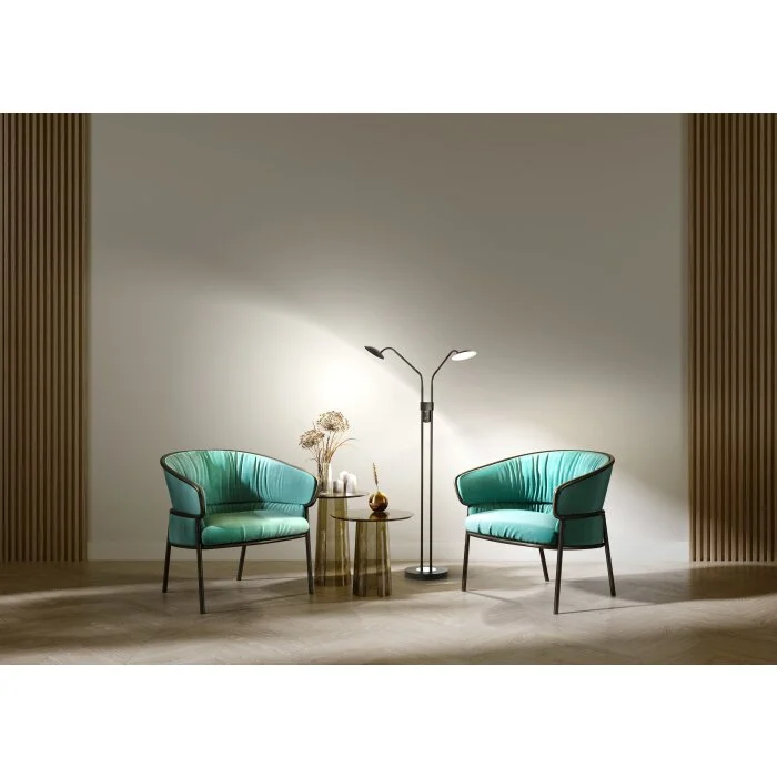 Fischer & Honsel Tallri Lámpara de Pie LED Negro, 2 luces