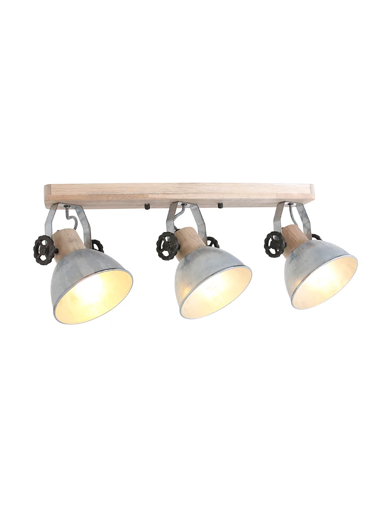 Foco de madera tres luces Mexlite Gearwood