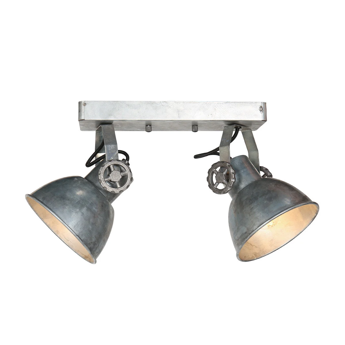 Foco de techo industrial plateado doble Mexlite Gearmetal níquel