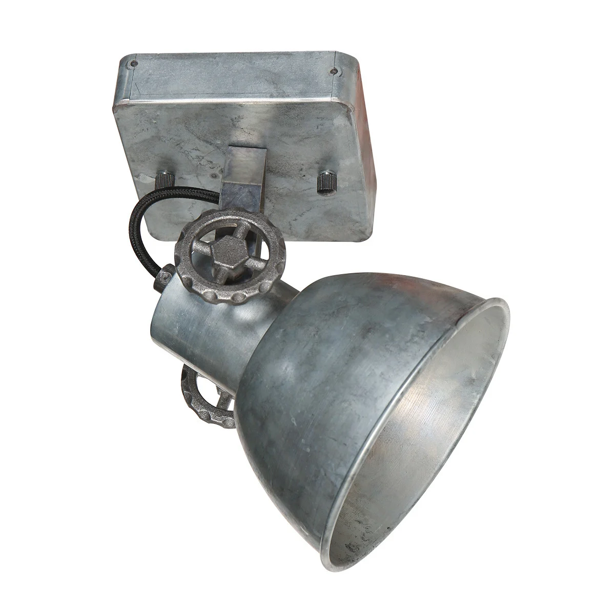 Foco de techo industrial plateado individual Mexlite Gearmetal níquel